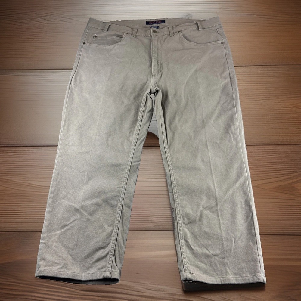 Grand River Jeans Mens 44x25 Beige Denim Pants Stretch Regular Straight Fit READ